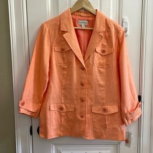 🧡STUDIO WORKS peach linen jacket.  L